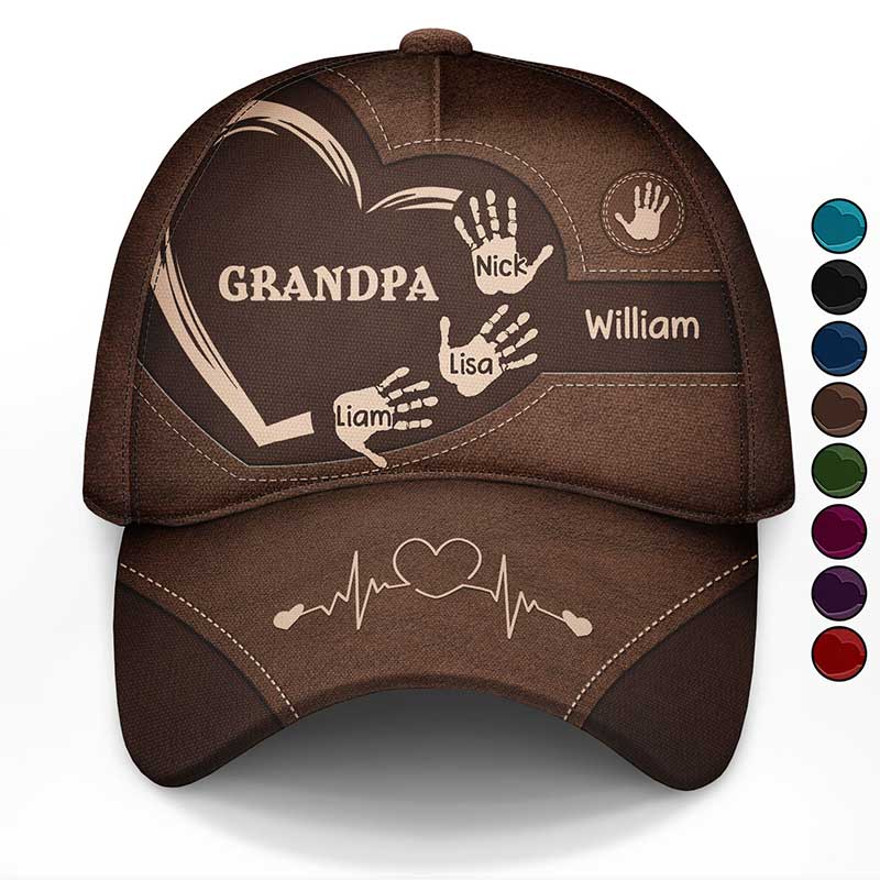 Grandpa Dad Kids Handprints - Personalized Classic Cap