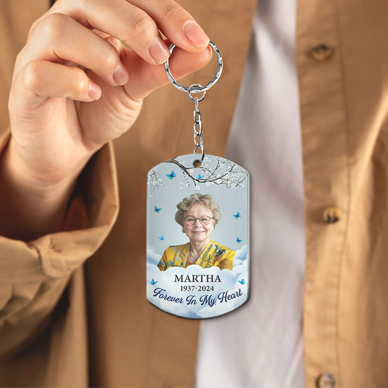 Custom Photo Having You As Guardian Angel - Personalized Aluminum Keychain