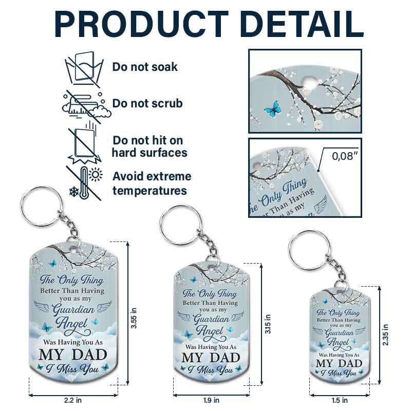 Custom Photo Having You As Guardian Angel - Personalized Aluminum Keychain