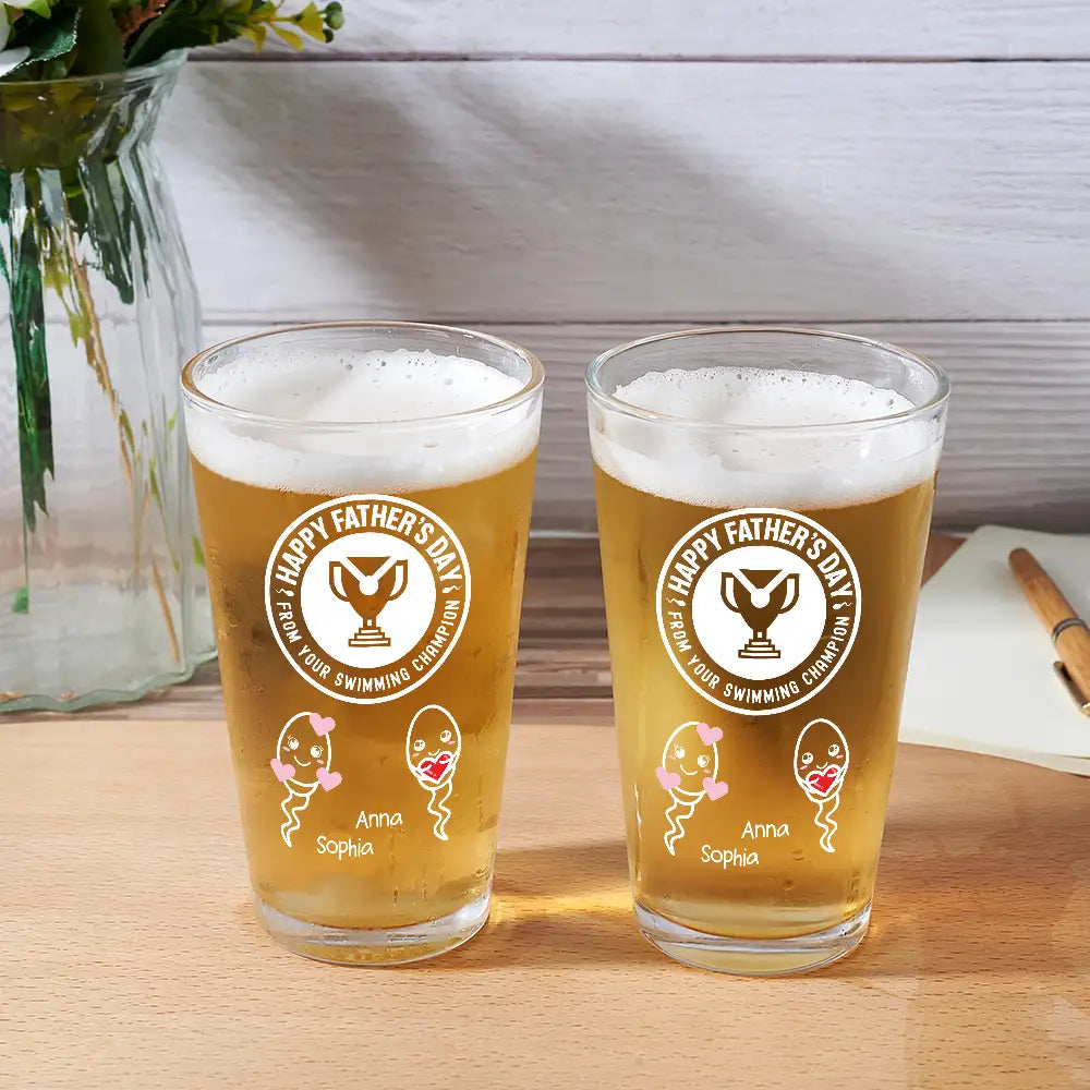 From You Swimming Champion - Personalized Beer Glass