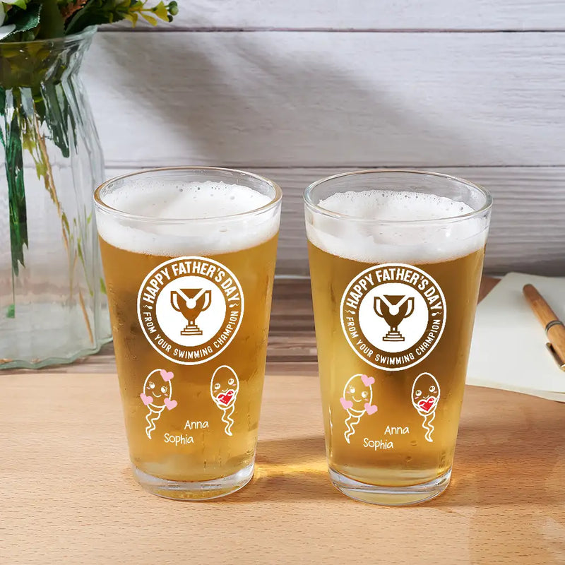 From You Swimming Champion - Personalized Beer Glass