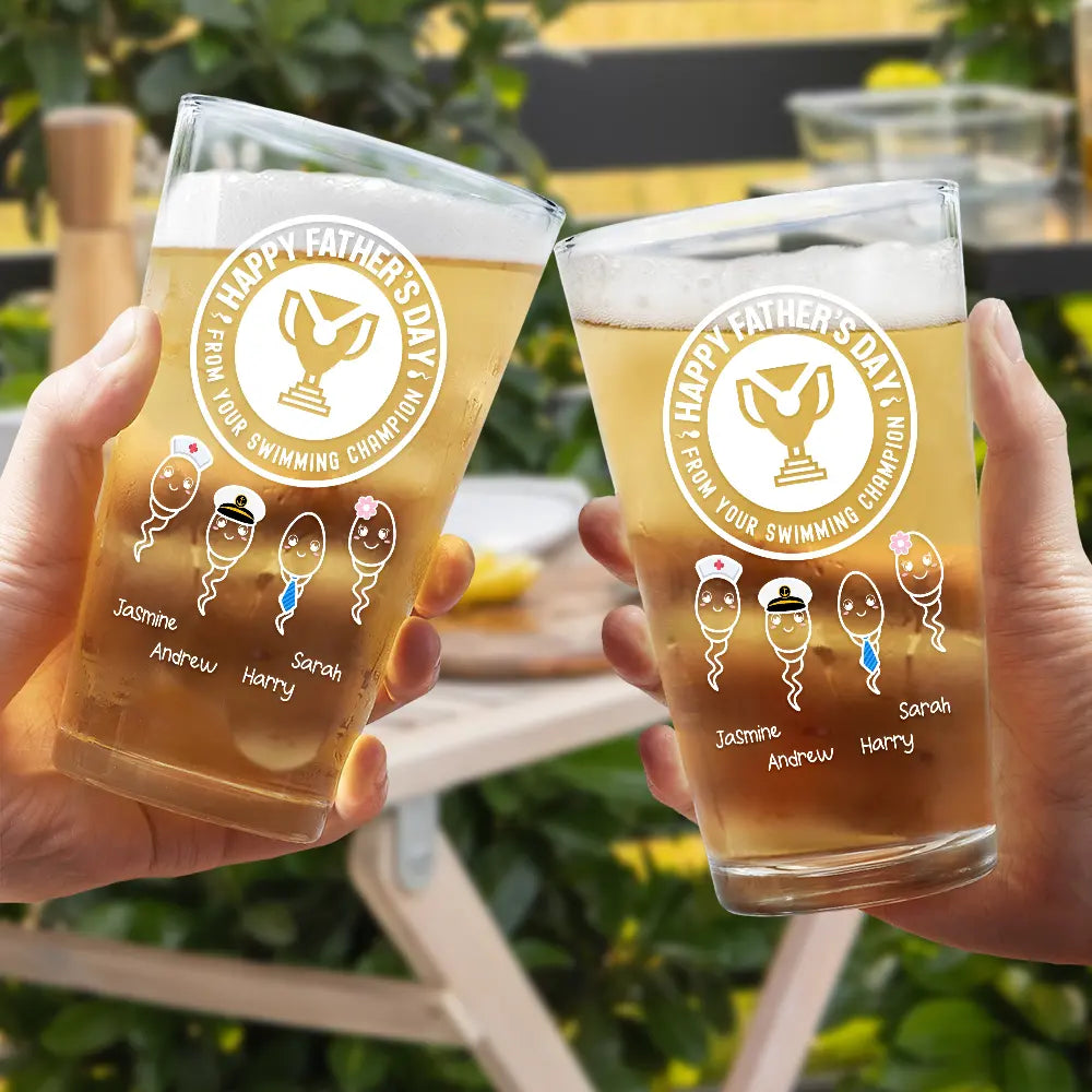 From You Swimming Champion - Personalized Beer Glass