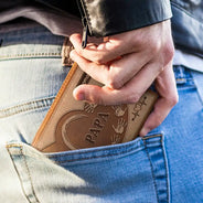 Portefeuille en cuir personnalisé avec empreintes de mains pour grand-père, papa et enfants