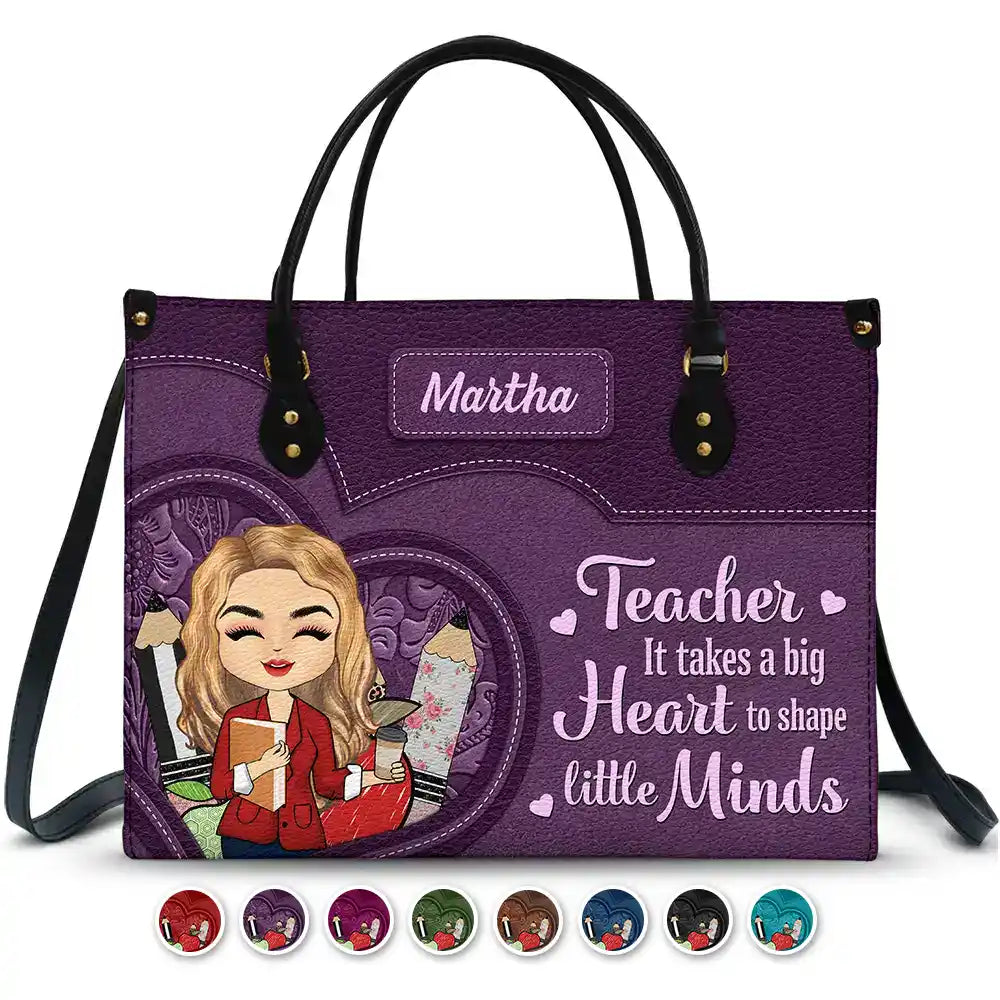 Professeur, il faut un grand cœur pour façonner les petits esprits - Sac en cuir personnalisé