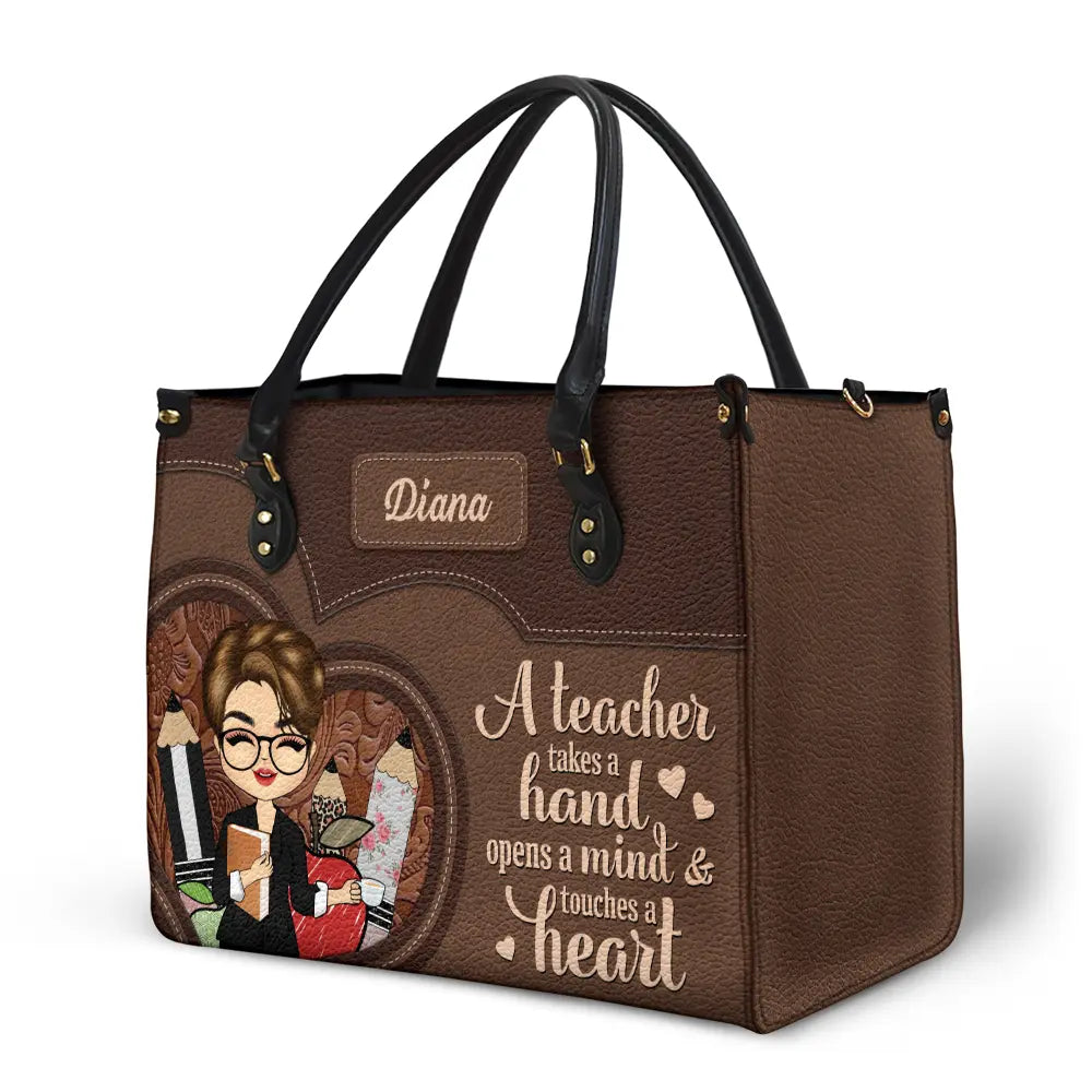 Professeur, il faut un grand cœur pour façonner les petits esprits - Sac en cuir personnalisé