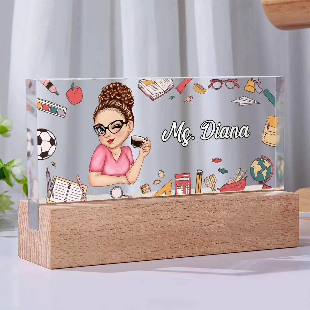 Nom du bureau de l'enseignant - Lampe LED rectangulaire personnalisée