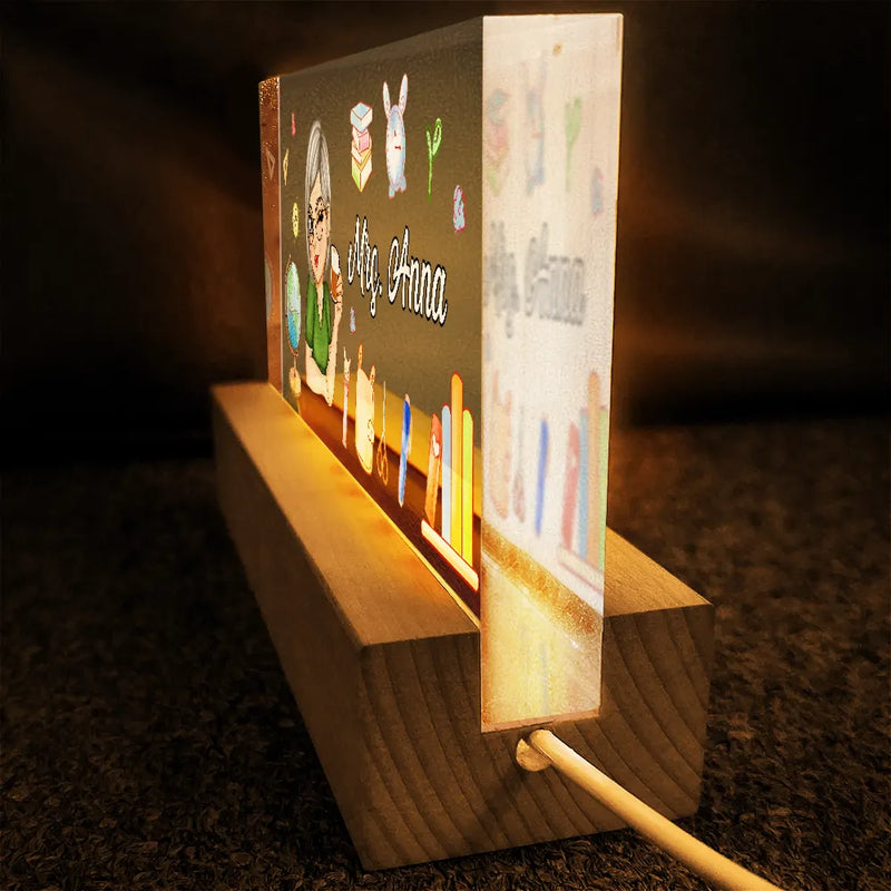 Nom du bureau de l'enseignant - Lampe LED rectangulaire personnalisée