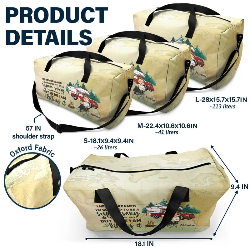 Je n'aurais jamais imaginé devenir une campeuse super sexy - Sac de sport personnalisé