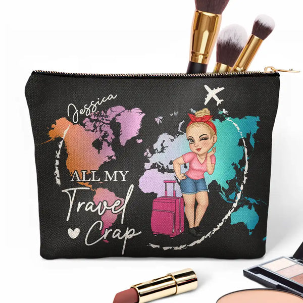 Trousse de maquillage personnalisée « All My Travel Crap World Map »