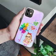 Colorful Flower Heart Grandma - Personalized Clear Phone Case