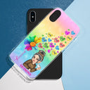 Colorful Flower Heart Grandma - Personalized Clear Phone Case