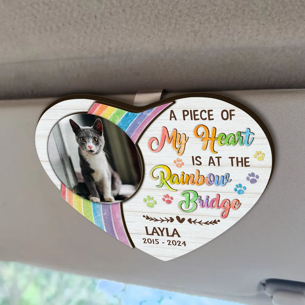 Custom Photo Memorial I Crossed The Rainbow Bridge - Personalized Custom Shaped Car Visor Clip
