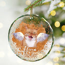 Custom Photo Memorial Dog Cat Pet Christmas - Personalized Circle Glass Ornament