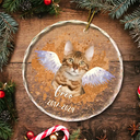 Custom Photo Memorial Dog Cat Pet Christmas - Personalized Circle Glass Ornament