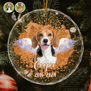 Custom Photo Memorial Dog Cat Pet Christmas - Personalized Circle Glass Ornament