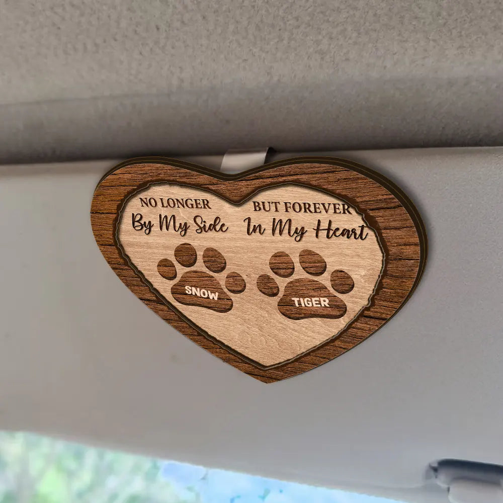 Clip de pare-soleil de voiture personnalisé en forme de cœur, motif patte d'animal commémoratif 