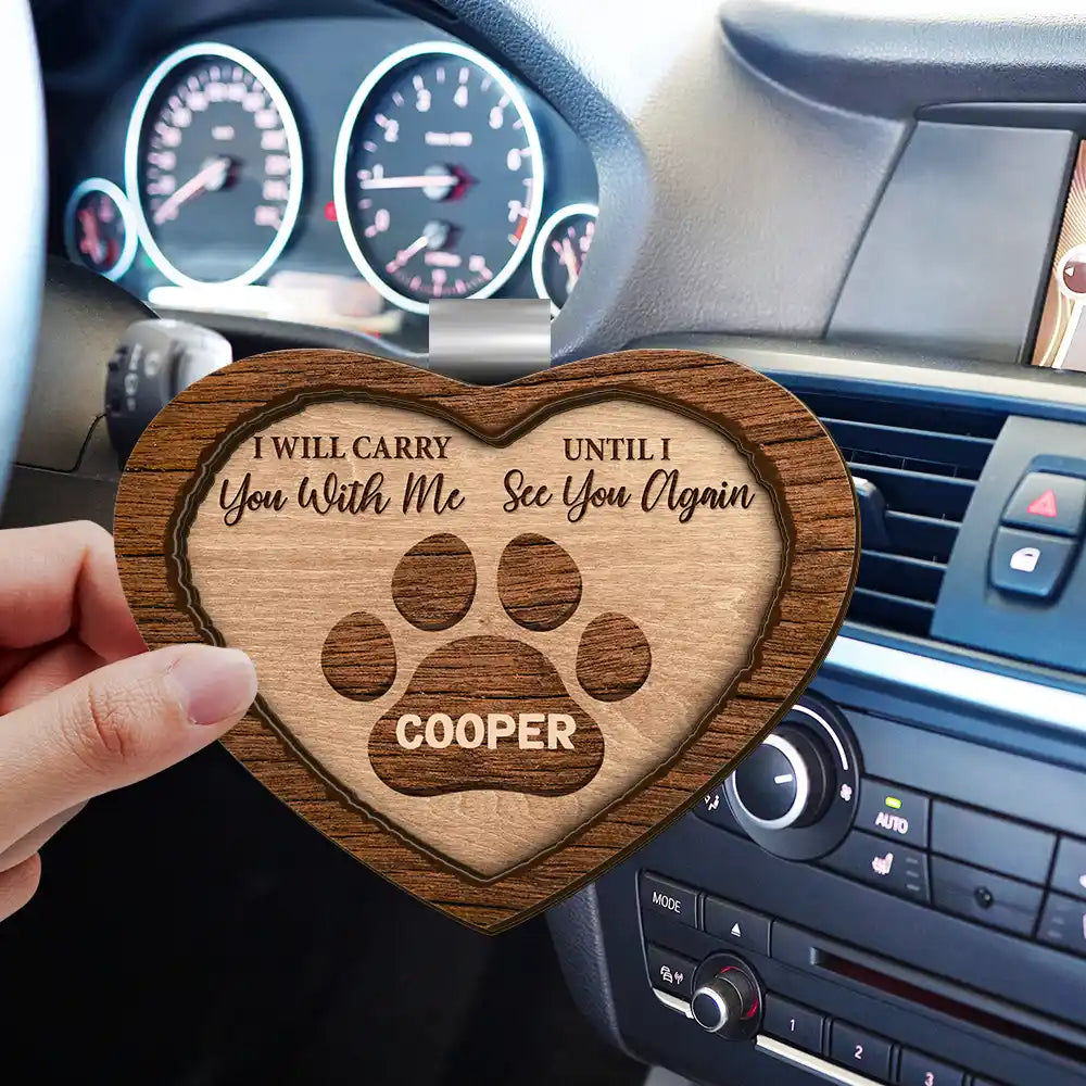 Memorial Pet Paw Heart - Personalized Custom Shaped Car Visor Clip