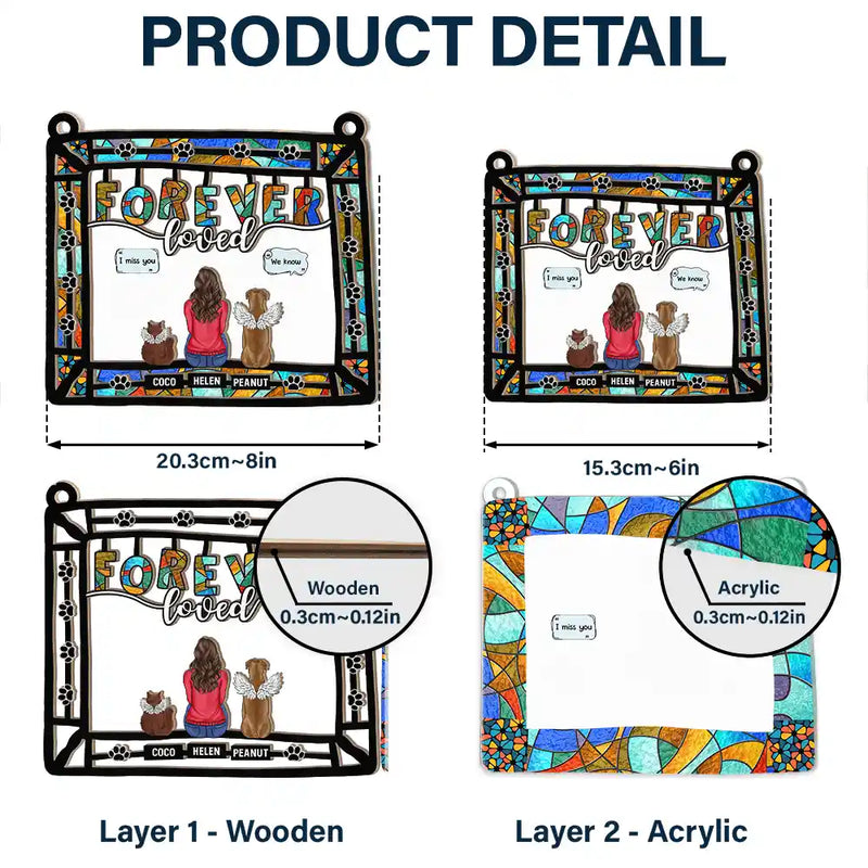 Memorial Dog Cat Forever Loved - Personalized Window Hanging Suncatcher Ornament