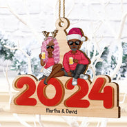 Christmas 2024 Family - Personalized Wooden Cutout Ornament