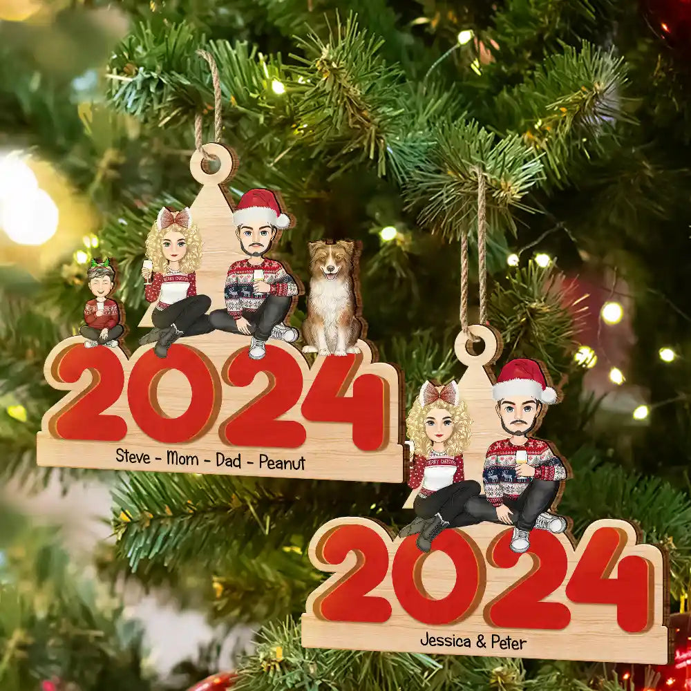 Christmas 2024 Family - Personalized Wooden Cutout Ornament