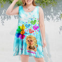 Robe débardeur sans manches personnalisée avec motif cœur et fleurs colorées pour grand-mère 