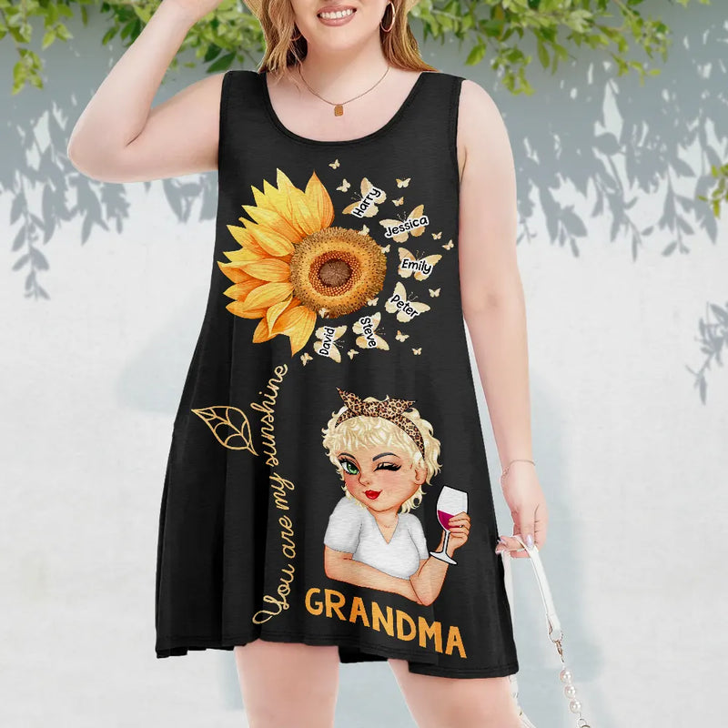 Sunflowers Grandma - Personalized Sleeveless Tank Dress