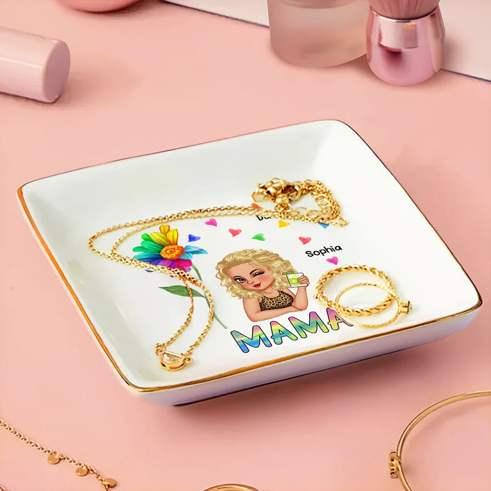 Colorful Sunflowers Grandma - Personalized Ring Dish