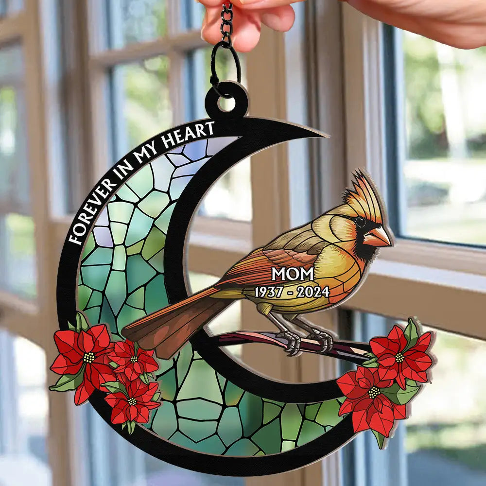 Mother hot Stained Glass - Heart Shape Suncatcher with Love Message for Mother