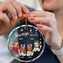 Décoration de Noël en verre ronde personnalisée « Always Besties Sisters » 