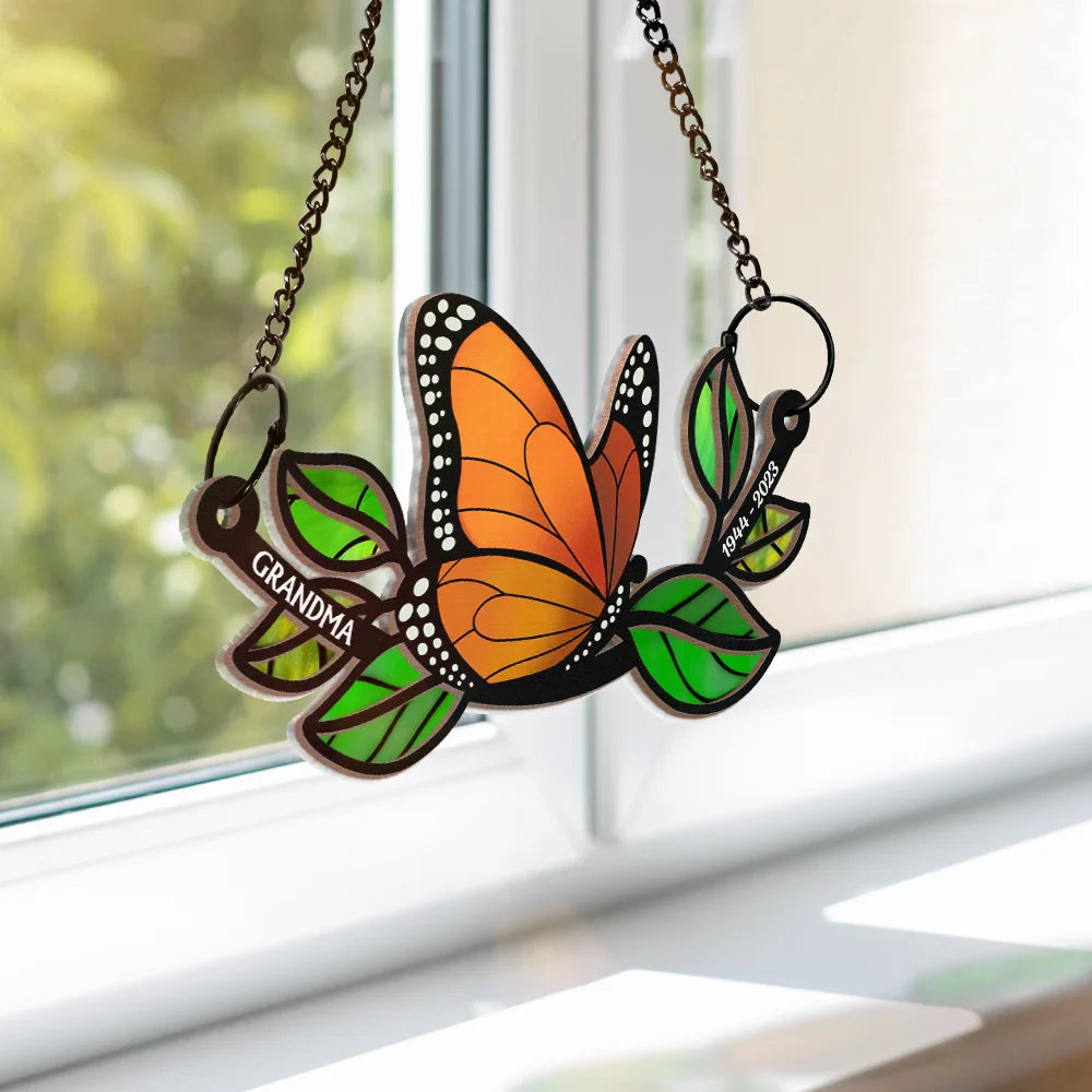 Memorial Mom Dad Grandma Grandpa - Personalized Window Hanging Suncatcher Ornament