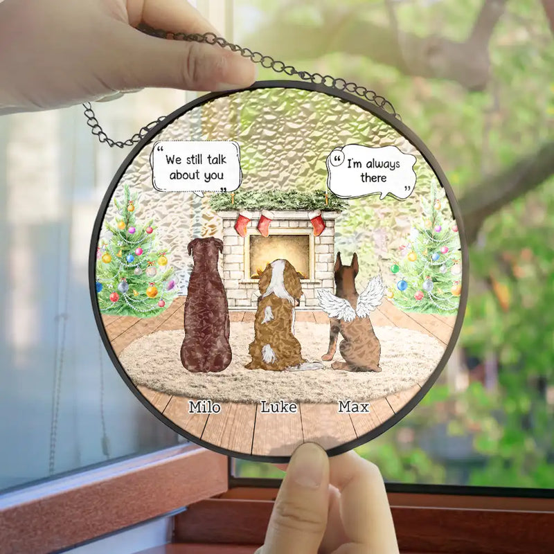 They Still Talk About You Cozy House Memorial - Personalized Stained Glass Window Hanging Suncatcher