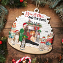 You And Me And The Dogs Hug Couples Christmas - Personalized Custom Shaped Wooden Ornament