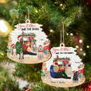 You And Me And The Dogs Hug Couples Christmas - Personalized Custom Shaped Wooden Ornament