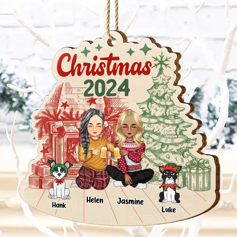 Family - Family 2024 Red Green - Personalized Custom Shaped Wooden Ornament