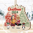 Family - Family 2024 Red Green - Personalized Custom Shaped Wooden Ornament