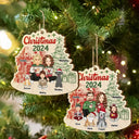 Family - Family 2024 Red Green - Personalized Custom Shaped Wooden Ornament