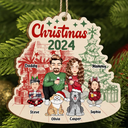 Family - Family 2024 Red Green - Personalized Custom Shaped Wooden Ornament