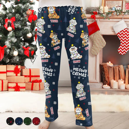 Meowy Catmas - Chats de dessins animés amusants - Pantalon de pyjama personnalisé 