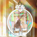 Christmas,Gift For Couples,Gift For Boyfriend,Gift For Girlfriend,Gift For Wife,Gift For Husband,Love,Wedding - Our First Christmas Couples - Personalized Window Hanging Rainbow Suncatcher