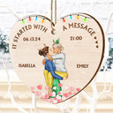 Gift For Couple - Started With A Message Couples Christmas - Personalized Custom Shaped Wooden Ornament