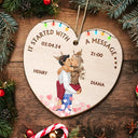 Gift For Couple - Started With A Message Couples Christmas - Personalized Custom Shaped Wooden Ornament