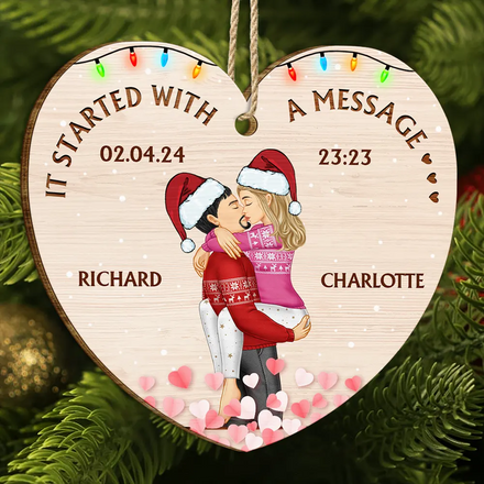 Commencé par un message pour couples de Noël - Décoration en bois personnalisée