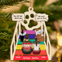 Christmas,Memorial,Pet Lovers,Dog Lovers,Cat Lovers,Sad - Memorial Cat Dog We Will Meet Again At The Rainbow Bridge - Personalized Wooden Cutout Ornament
