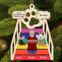 Christmas,Memorial,Pet Lovers,Dog Lovers,Cat Lovers,Sad - Memorial Cat Dog We Will Meet Again At The Rainbow Bridge - Personalized Wooden Cutout Ornament