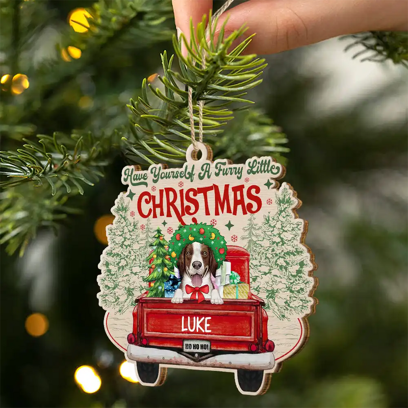 Pet Lovers - Have Yourself A Furry Little Christmas Dogs Cats - Personalized Custom Shaped Wooden Ornament
