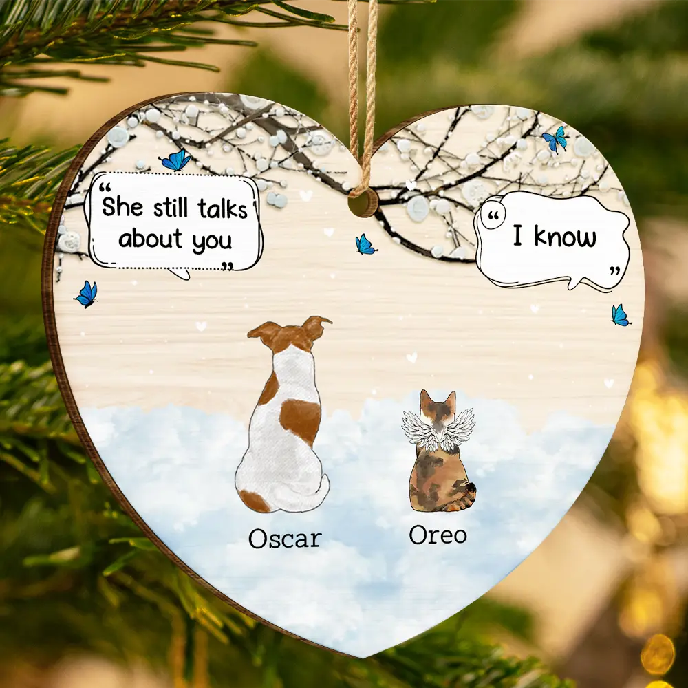 Memorial, Pet Lovers - They Still Talk About You Memorial Pet Lovers Christmas - Personalized Custom Shaped Wooden Ornament