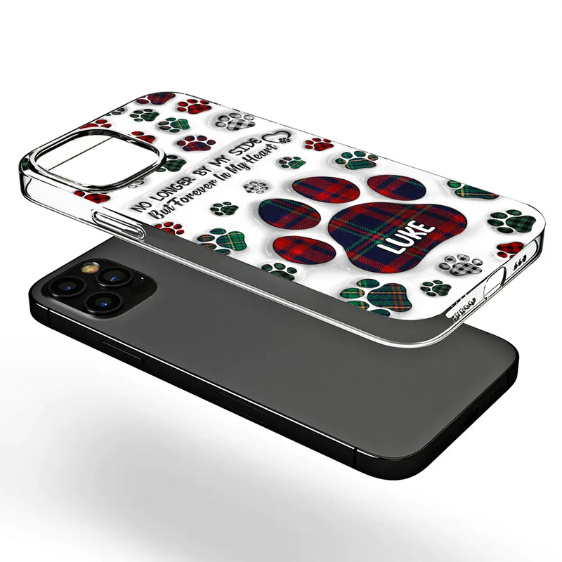 Christmas,Memorial,Pet Lovers,Dog Lovers,Cat Lovers,Sad - Memorial Dog Cat You Left Paw Prints On My Heart - 3D Inflated Effect Printed, Personalized Clear Phone Case