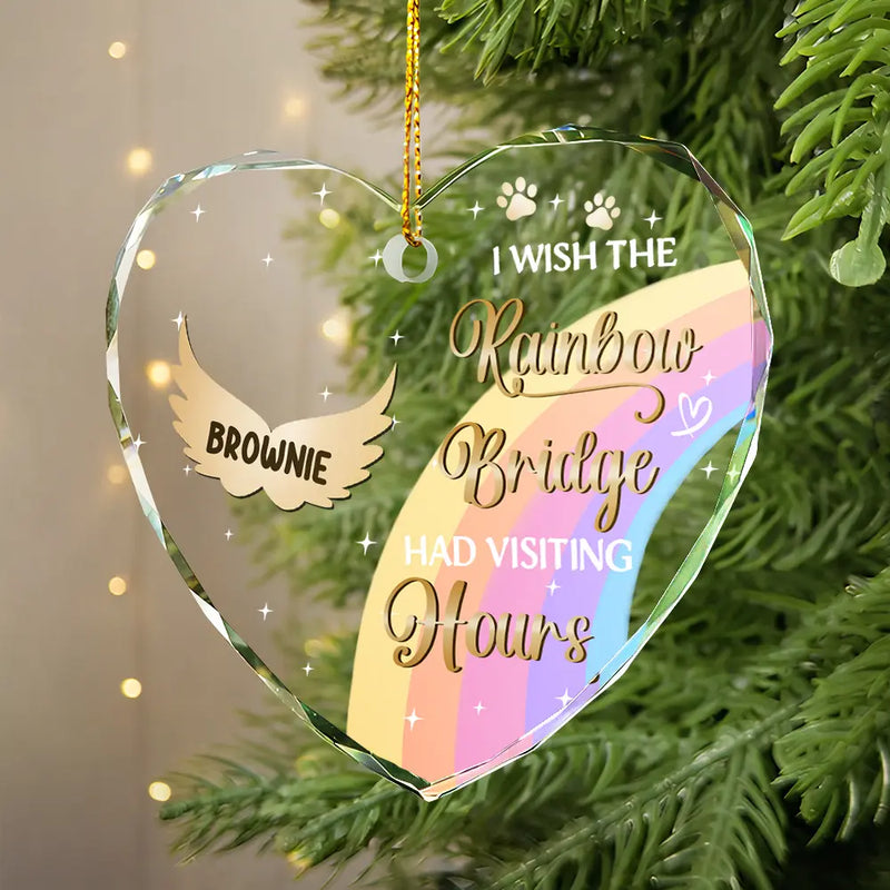 Pet Lovers - I Crossed The Rainbow Bridge Memorial Pet - Personalized Heart Shaped Glass Ornament