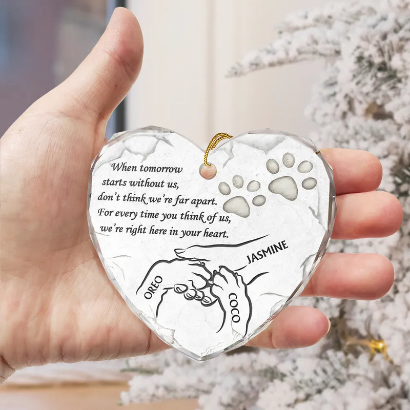 Memorial, Dog Lovers - Dog Memorial Our Hearts Still Ache In Sadness - Personalized Heart Shaped Glass Ornament