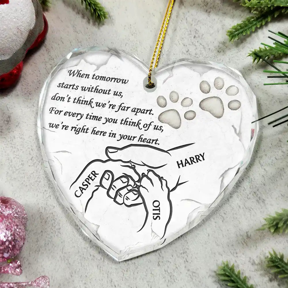 Memorial, Dog Lovers - Dog Memorial Our Hearts Still Ache In Sadness - Personalized Heart Shaped Glass Ornament